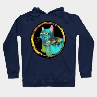 What do you mean? Artsy Blue Cat Hoodie